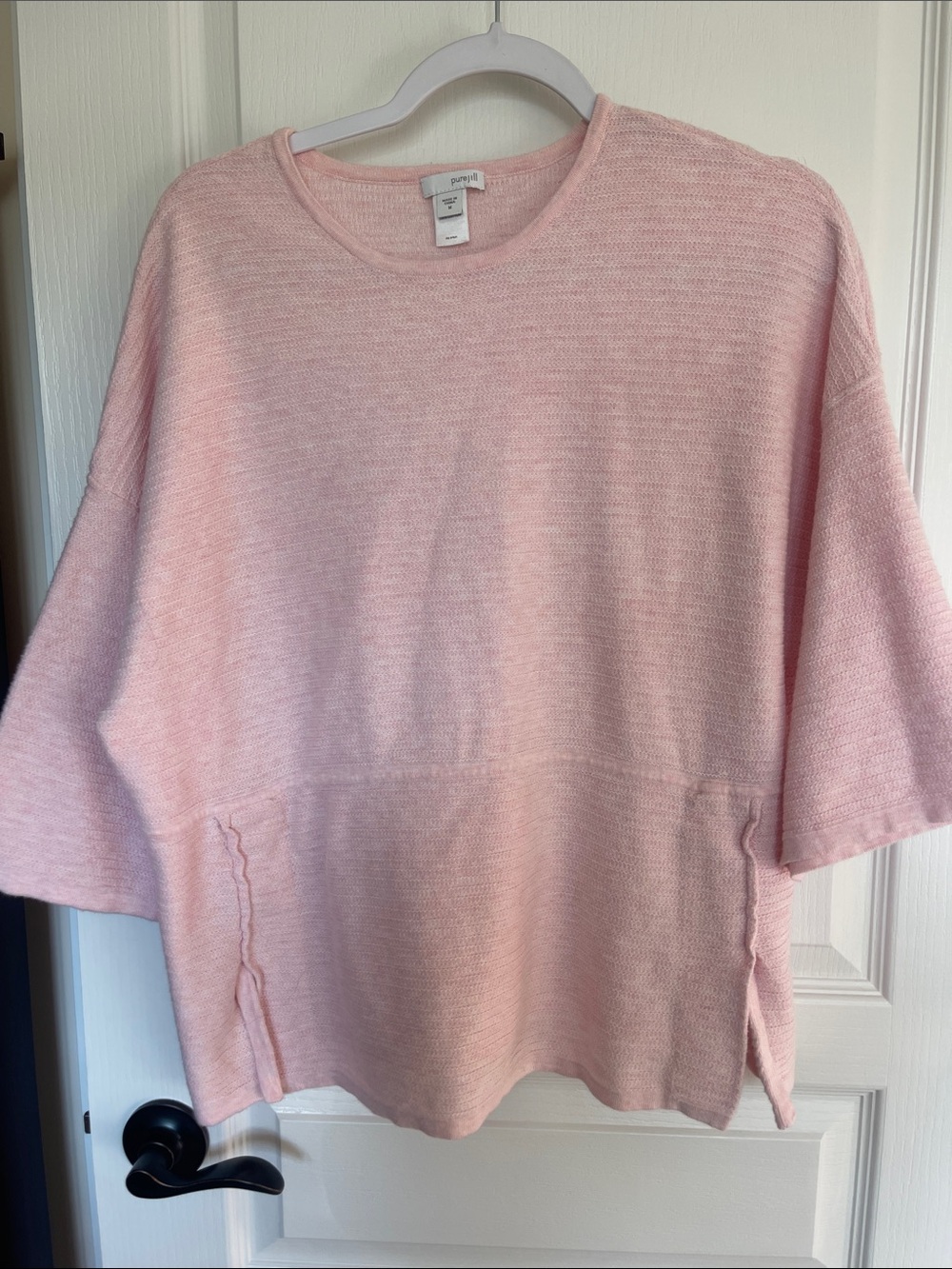 Pure Jill Boxy Short-Sleeve Sweatshirt in Light Pink